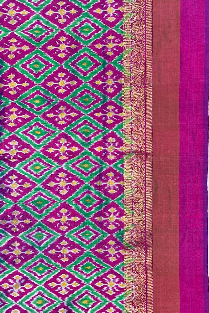 Multi Pochampally Ikat Silk Saree, Multi Colour Weaving With Blouse.