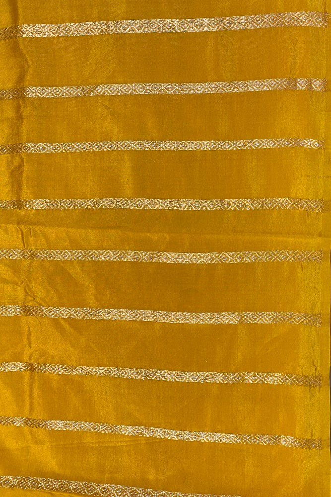 Yellow Poona Silk Saree Golden Zari Woven Buttas,With Blouse