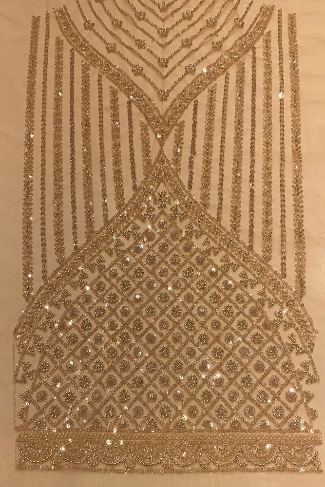Beige Gold Party Wear Net Embroidered Saree, With Blouse Piece