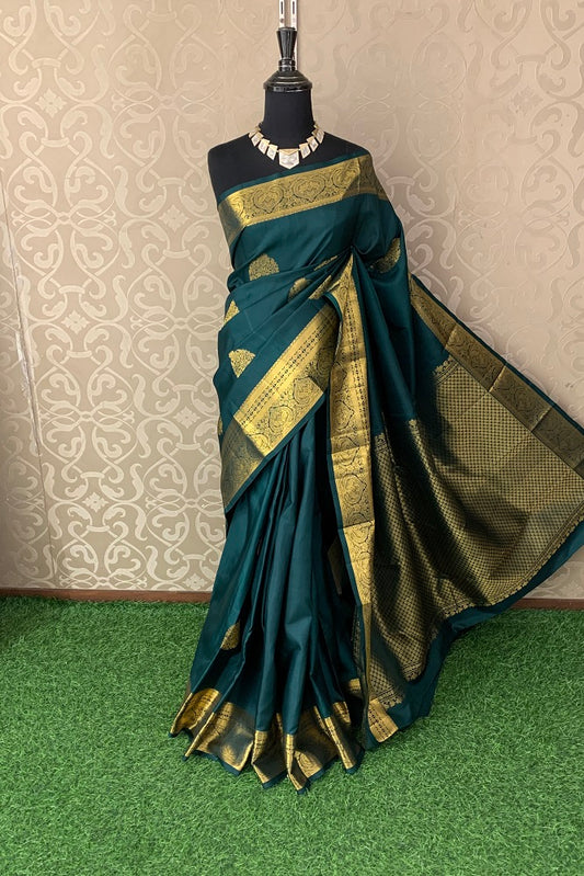 Green Kanjeevaram Silk Saree With Blouse