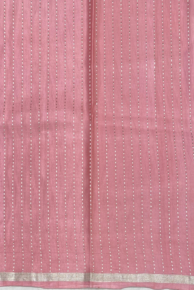 Pink Mashru Silk Banarasi Kadwa Handloom Saree, With Blouse