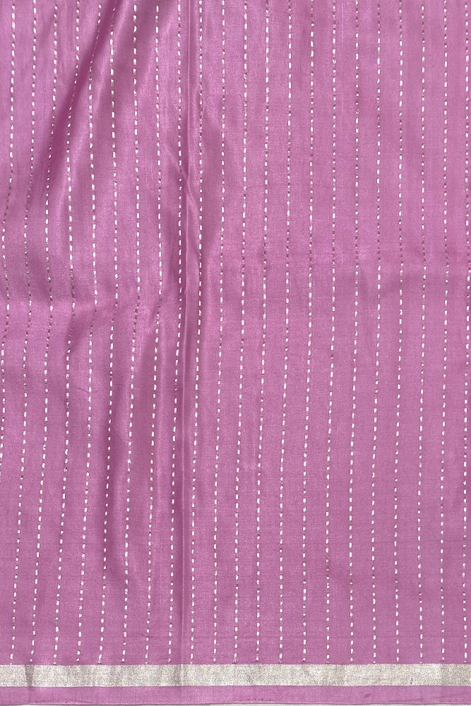 Mauve Mashru Silk Banarasi Kadwa Handloom Saree, With Blouse