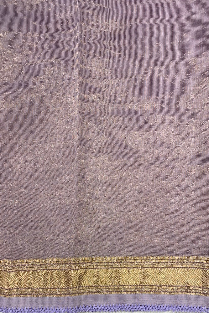 Mauve MulMul Applique Work Saree,With Blouse Piece