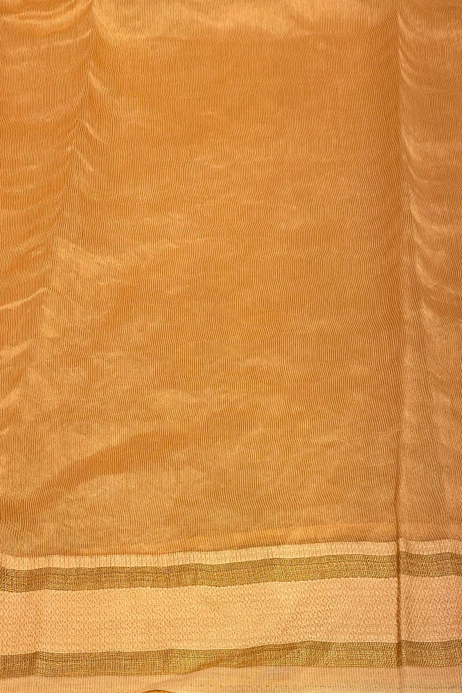 Light Peach MulMul Applique Work Saree,With Blouse Piece