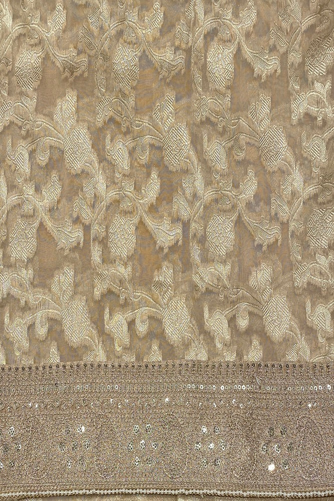 Offwhite Gold Tissue Saree Embroidery Border, With Blouse