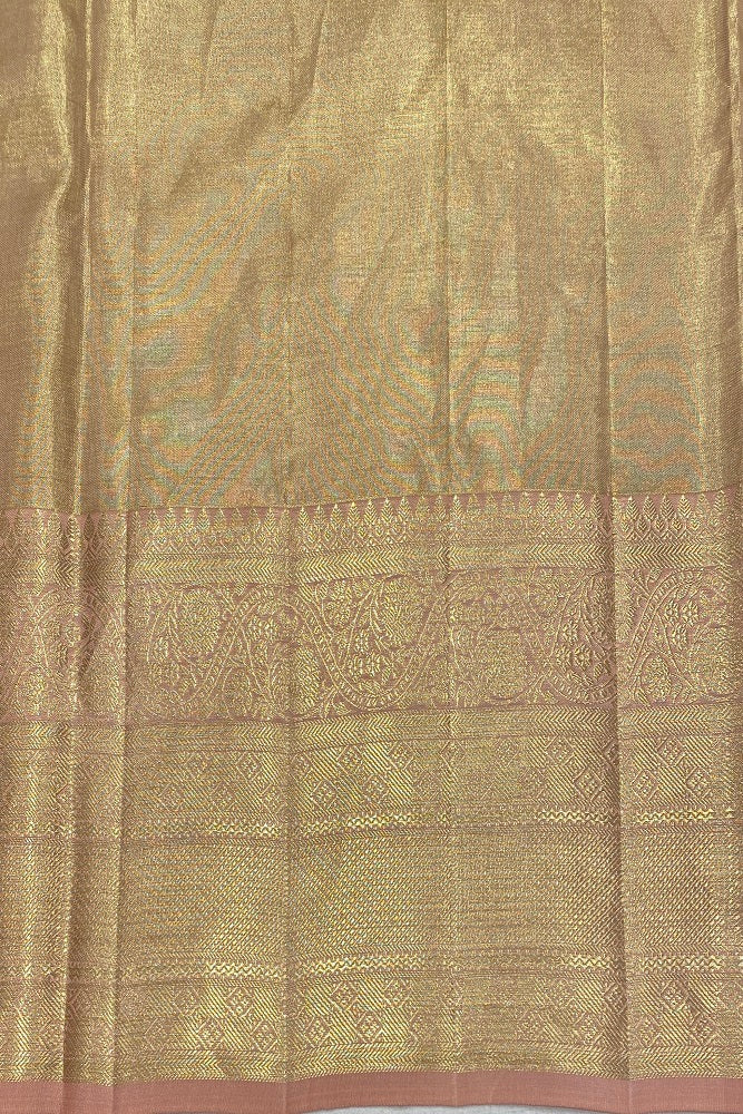 Gold Pure Kanjeevaram Silk Saree, With Blouse