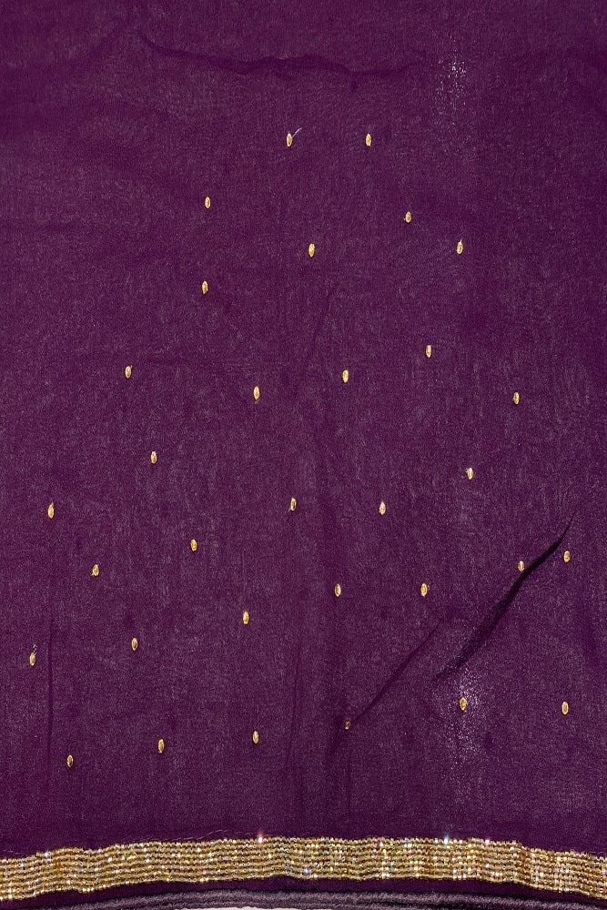 Purple Georgette Kashmiri Work, Party Wear Saree, With Blouse.