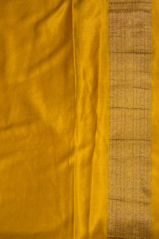 Yellow Brocket Crepe Silk Party Wear Saree, With Unstitched Blouse