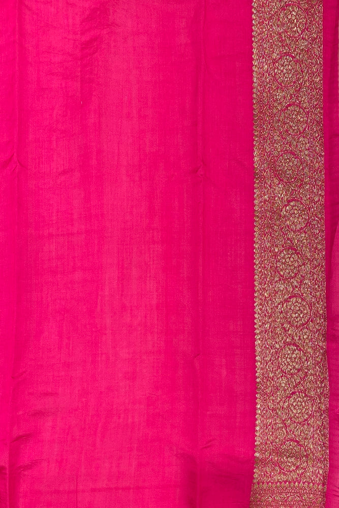 Rani Pure Munga Banarasi Silk Saree, Hand Woven Motifs With Blouse