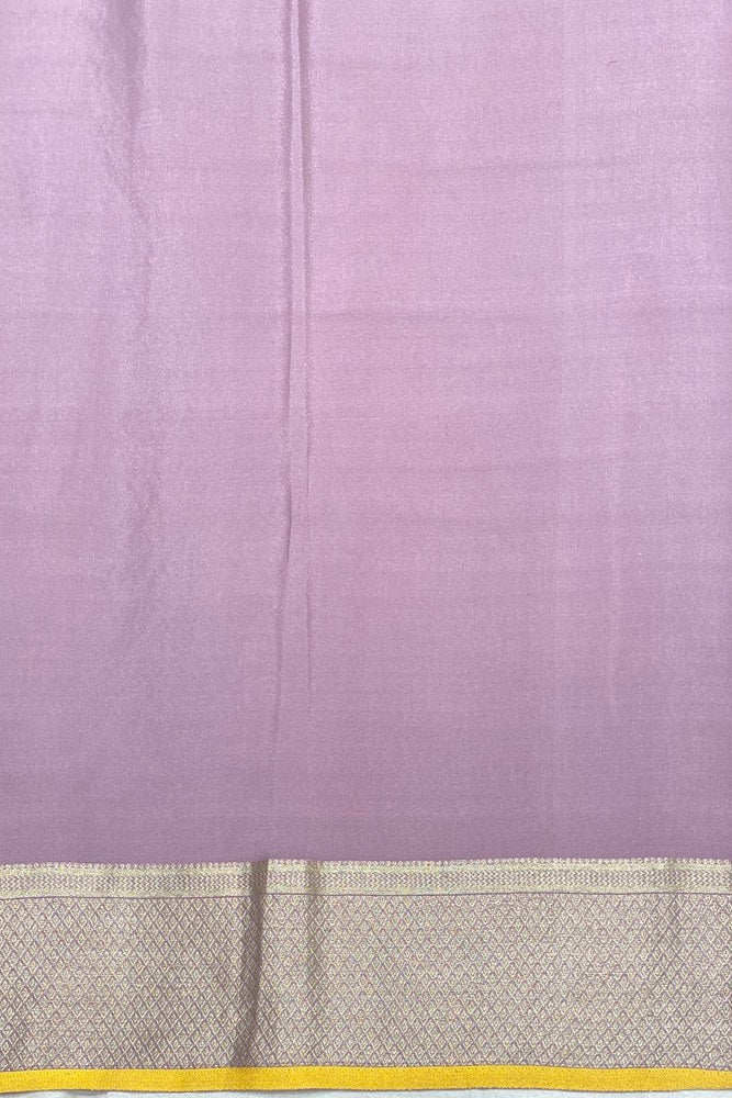 Mauve Brocket Crepe Silk Party Wear Saree, With Blouse Piece