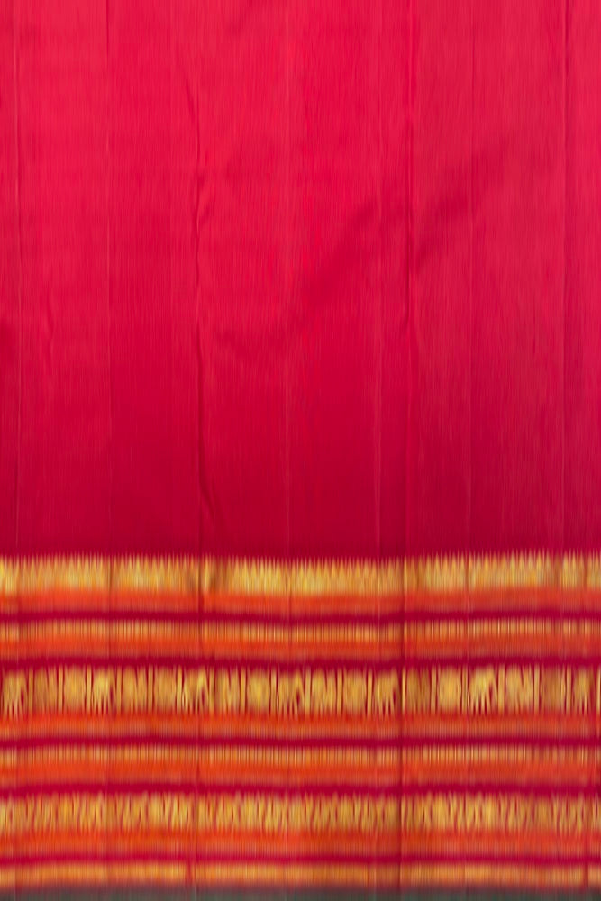 Offwhite Gold and Red Pure Kanjeevaram Silk Saree, With Unstich Blouse