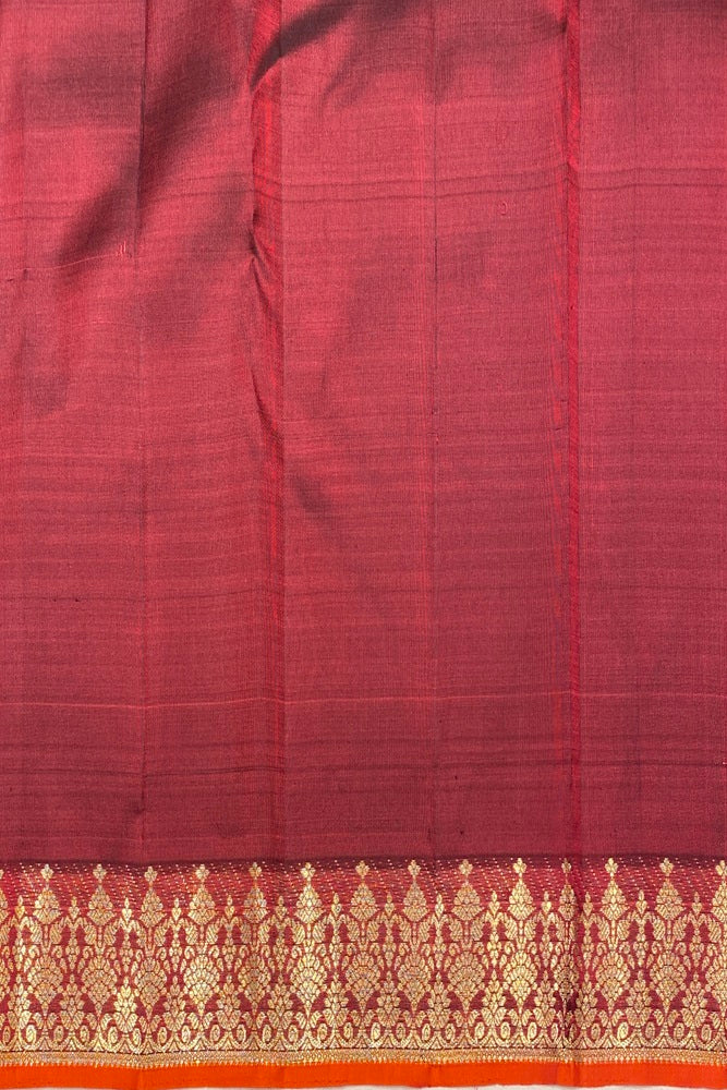Maroon Colour Pure Kanjeevaram Silk Saree, With Unstich Blouse