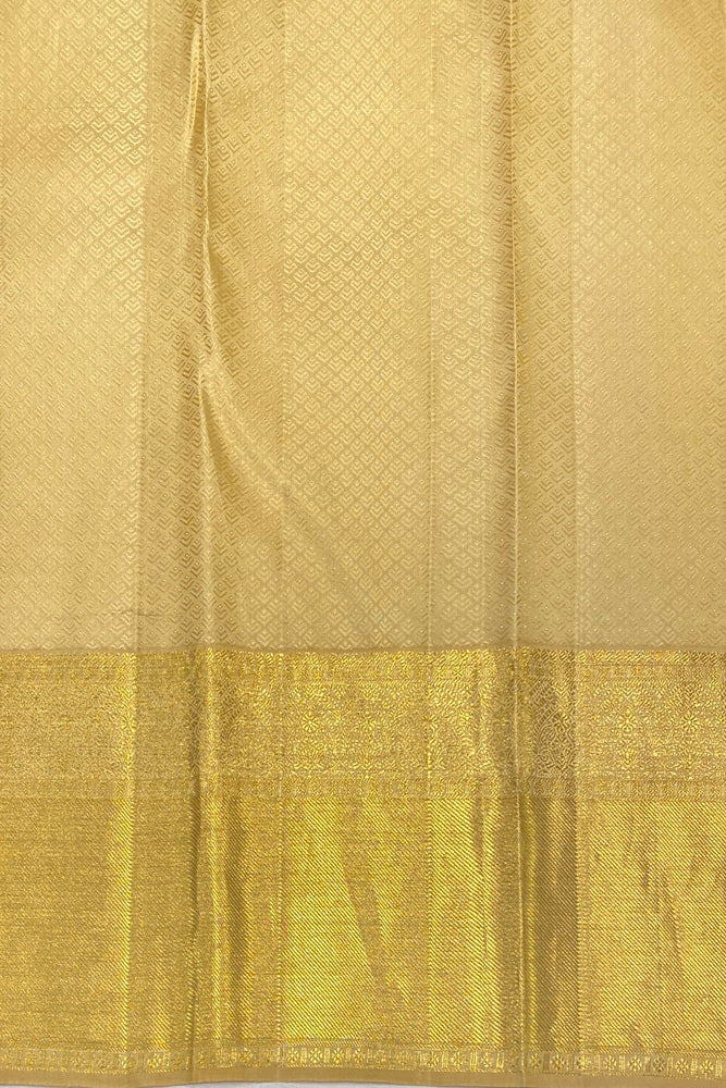 Golden Yellow Pure Kanjeevaram Silk Saree, With Unstich Blouse