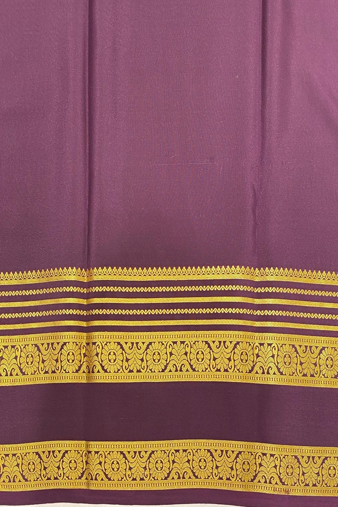 Wine Mysore Crepe Banarasi Silk Saree With Unstiched Blouse