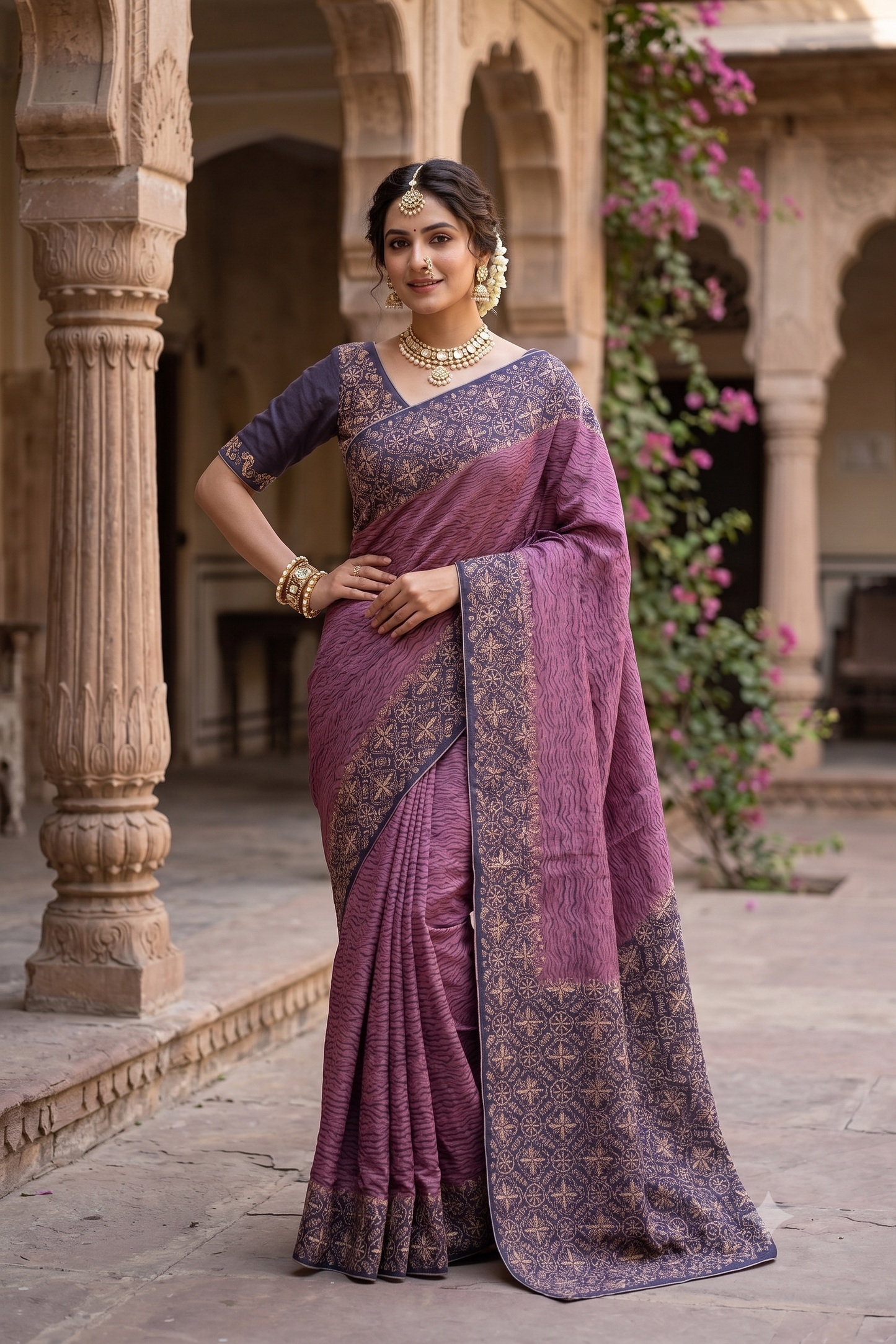 Shibori Print Tussar Resham Embroidery Saree, With Unstiched Blouse
