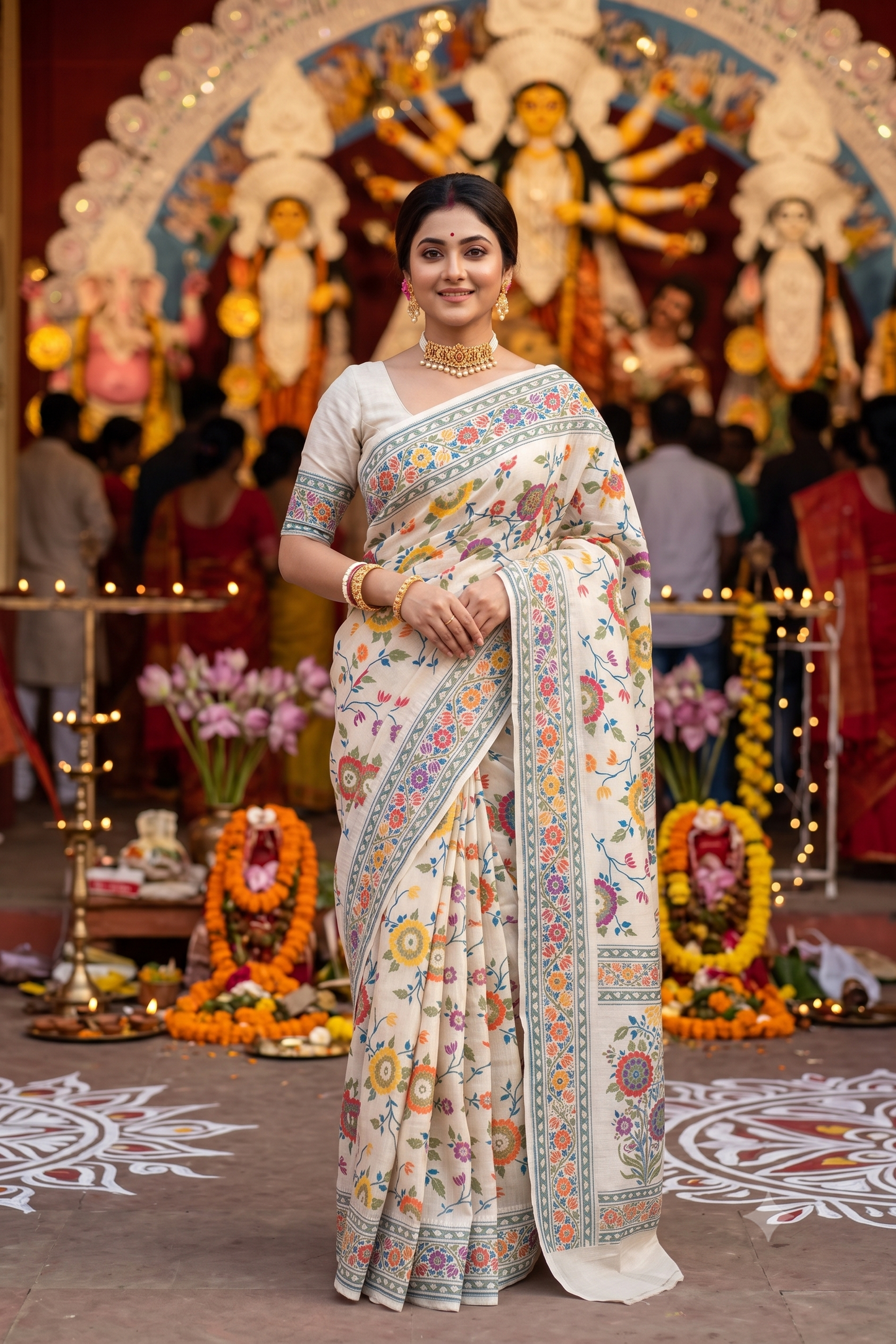 Off-White Tussar Khaddi Hand Weaving Saree, With Unstiched Blouse