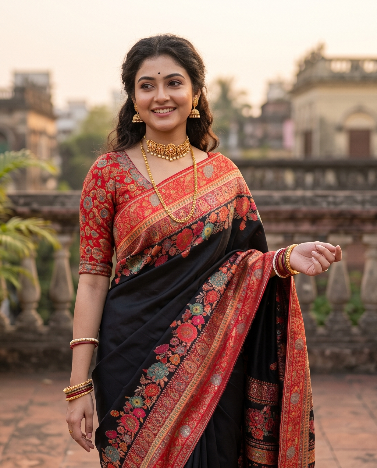 Black Pure Kani Handloom Silk Saree With Unstiched Jamewar Woven Blouse