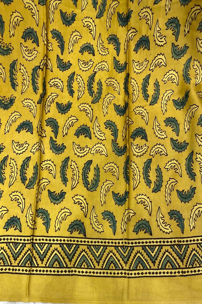 Yellow Pure Modal Silk Ajrakh Printed Saree With Unstiched Blouse