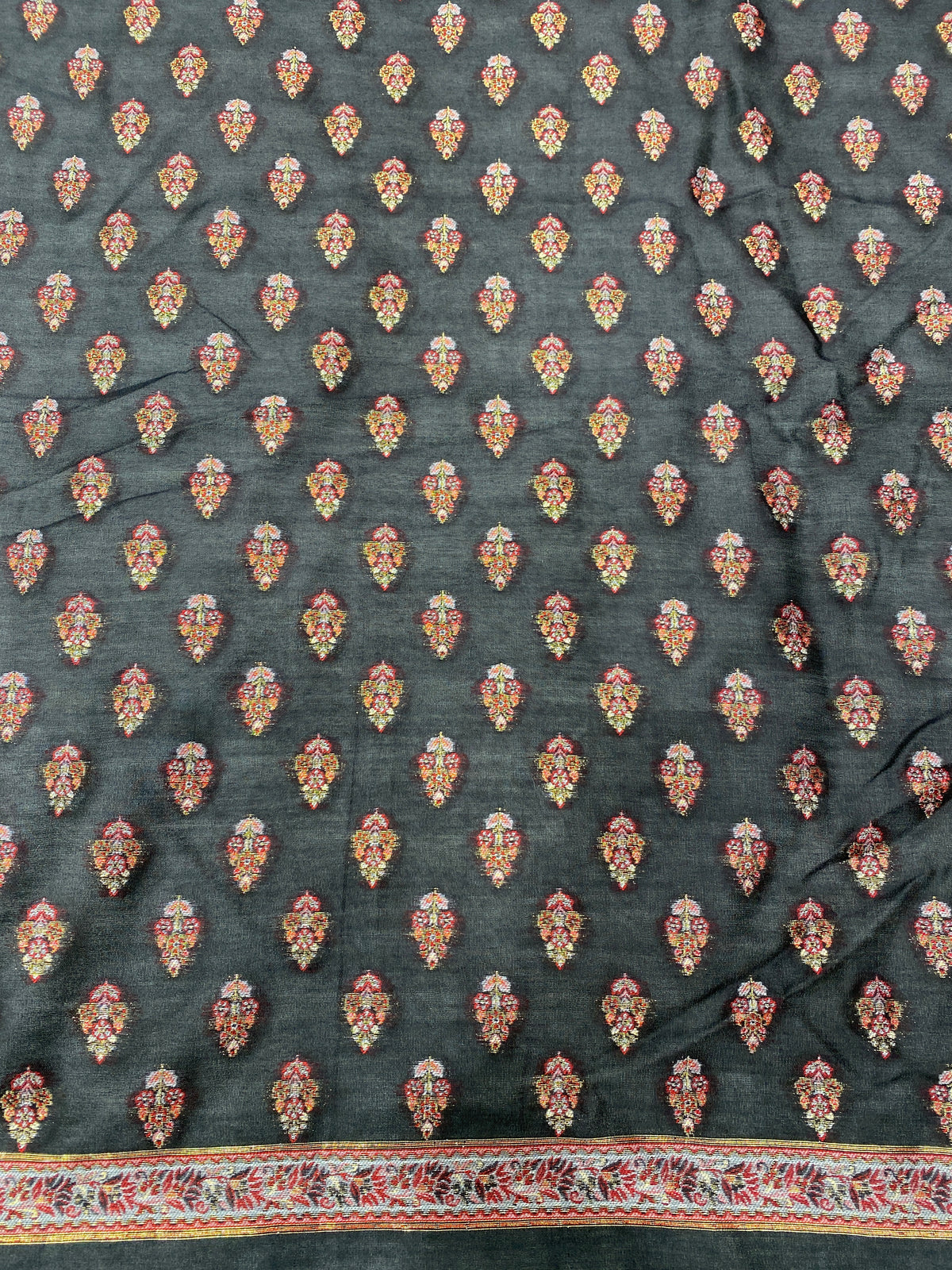 Black Pure Kani Handloom Silk Saree With Unstiched Jamewar Woven Blouse