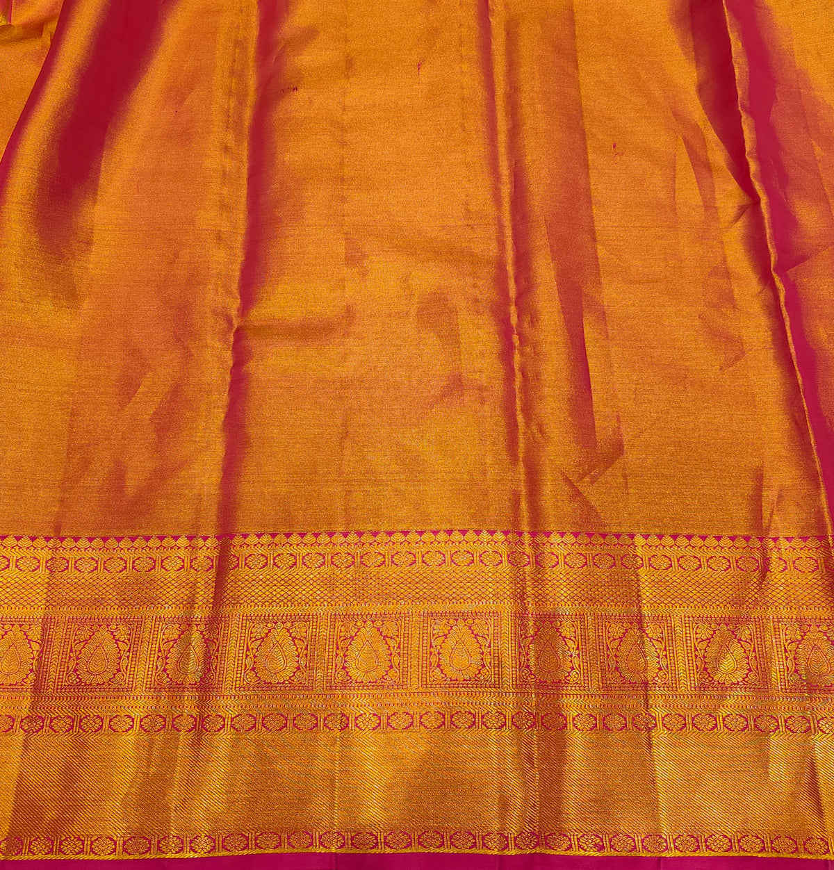 Golden Pure Kanjeevaram Silk Saree, With Unstiched Blouse