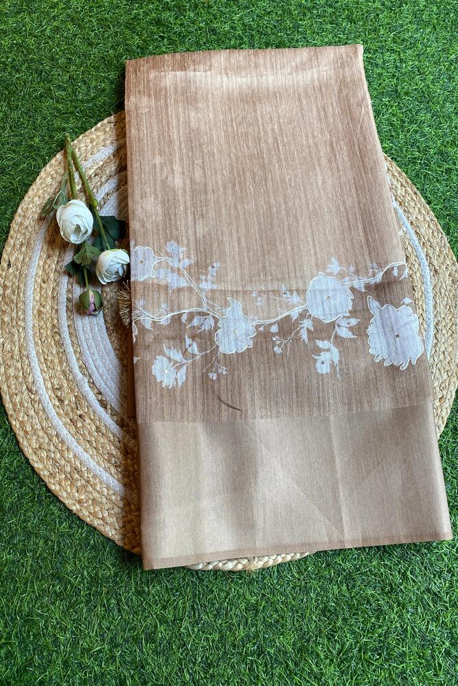 Beige Budget Friendly Ghicha Tussar Saree, With Unstiched Blouse