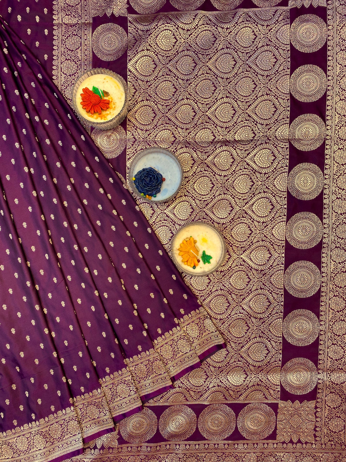 Deep Purple Semi Mashru Katan Silk Saree, With Unstiched Blouse
