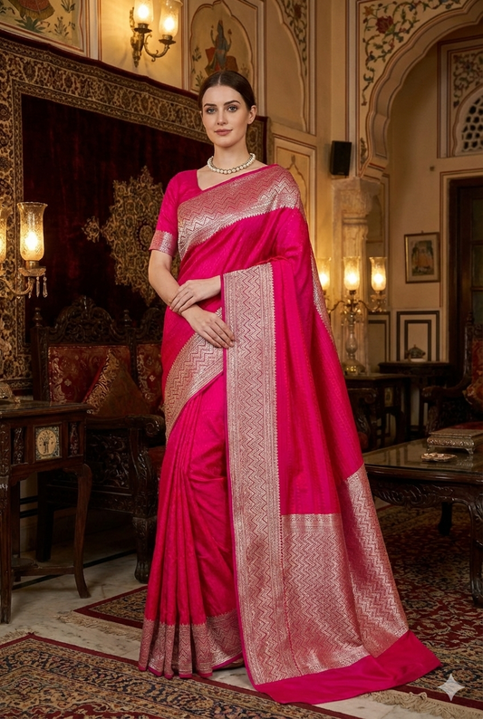 Rani Tanchoi Silk Saree Self Weaving With Unstiched Blouse