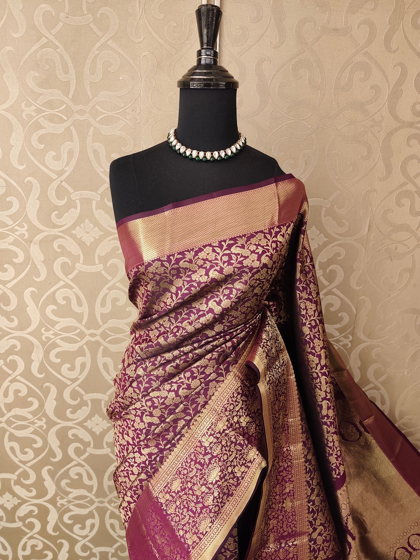 Purple Pure Kanjeevaram Silk Saree, With Unstiched Blouse