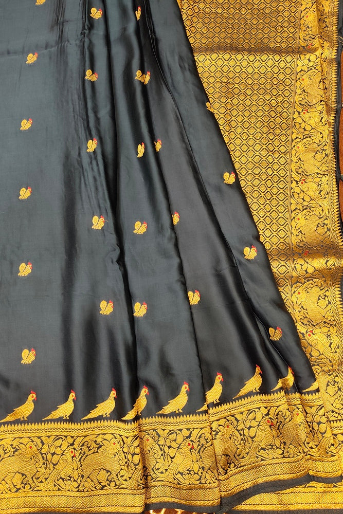 Deep Blue Semi Mashru Silk Sarees With Unstiched Blouse