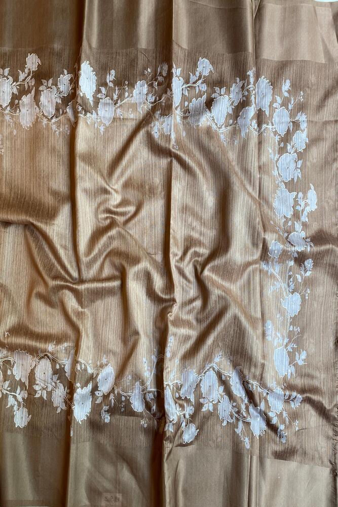 Beige Budget Friendly Ghicha Tussar Saree, With Unstiched Blouse