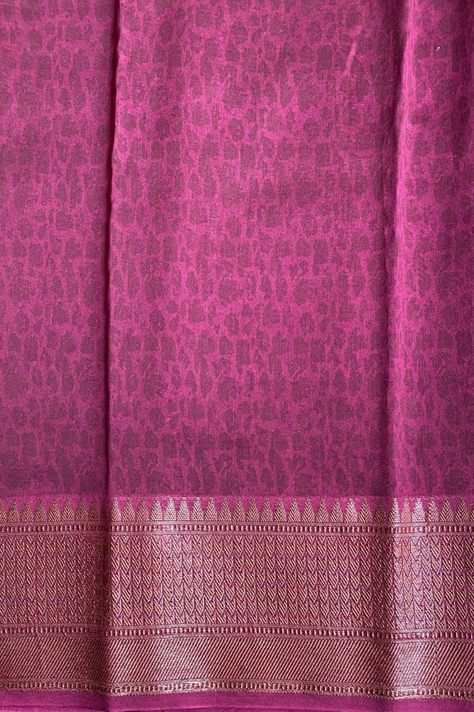 Elegant wine-colored Cotton Chanderi saree by Saarang Sarees with traditional design and matching unstitched blouse.