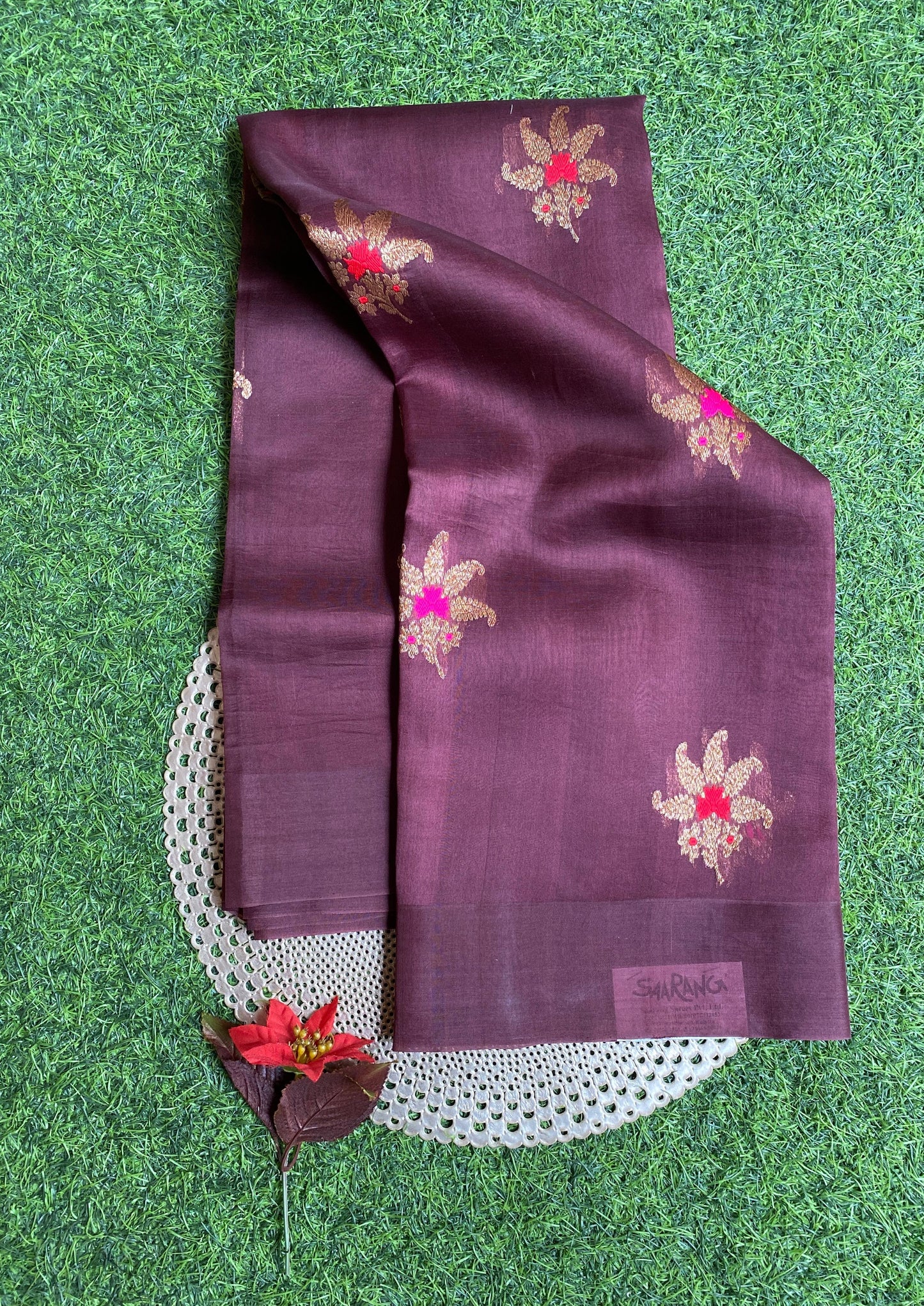 Onion Purple Kora Banarasi Silk Saree, With Unstiched Blouse
