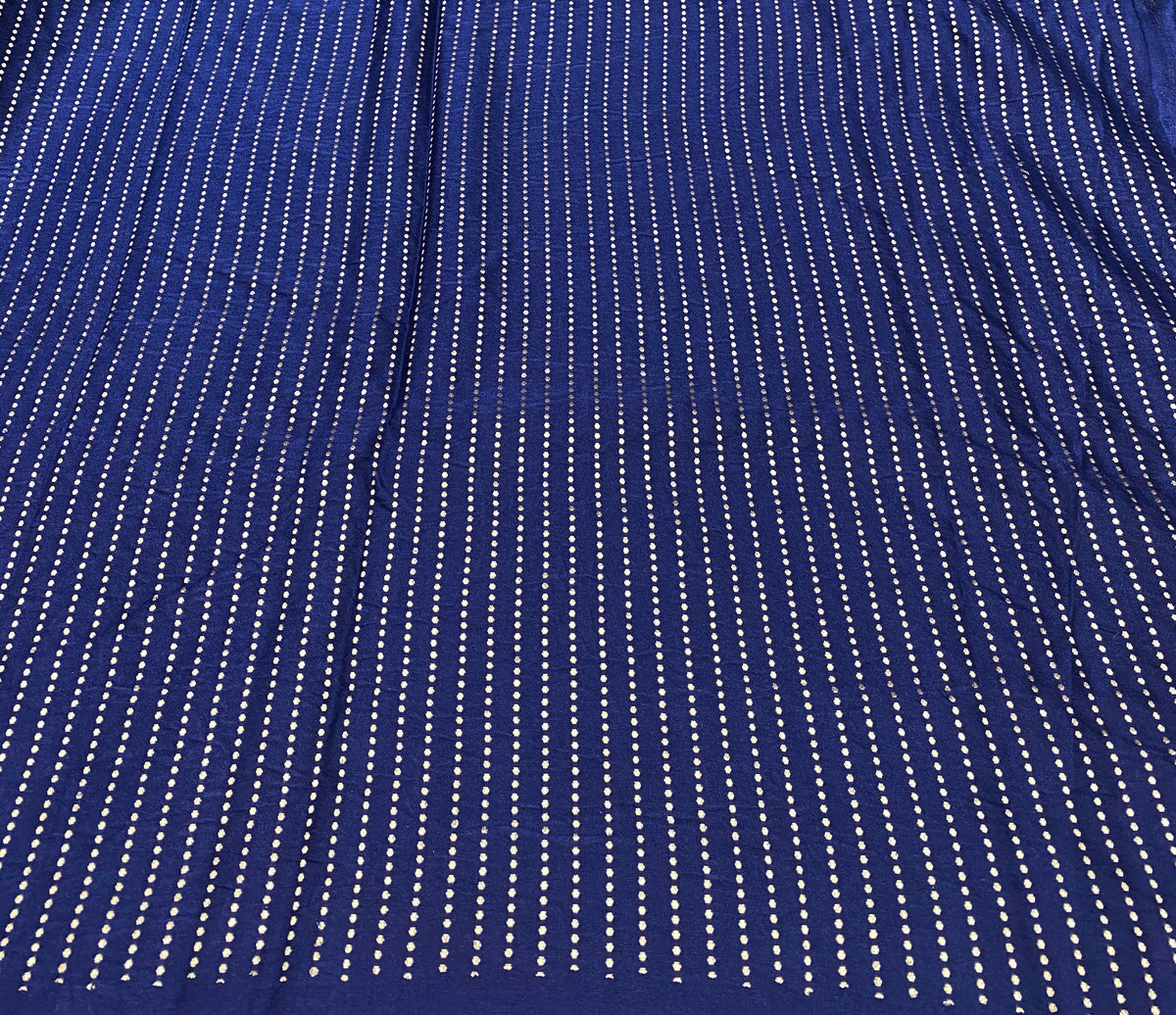 Navy Blue Mashru Silk Banarasi Handloom Saree, With Unstiched Blouse