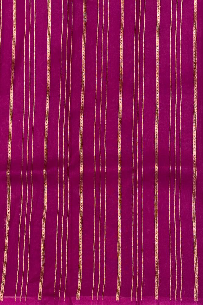 Deep Purple Brocade Kora Banarasi Silk Saree, With Unstiched Blouse