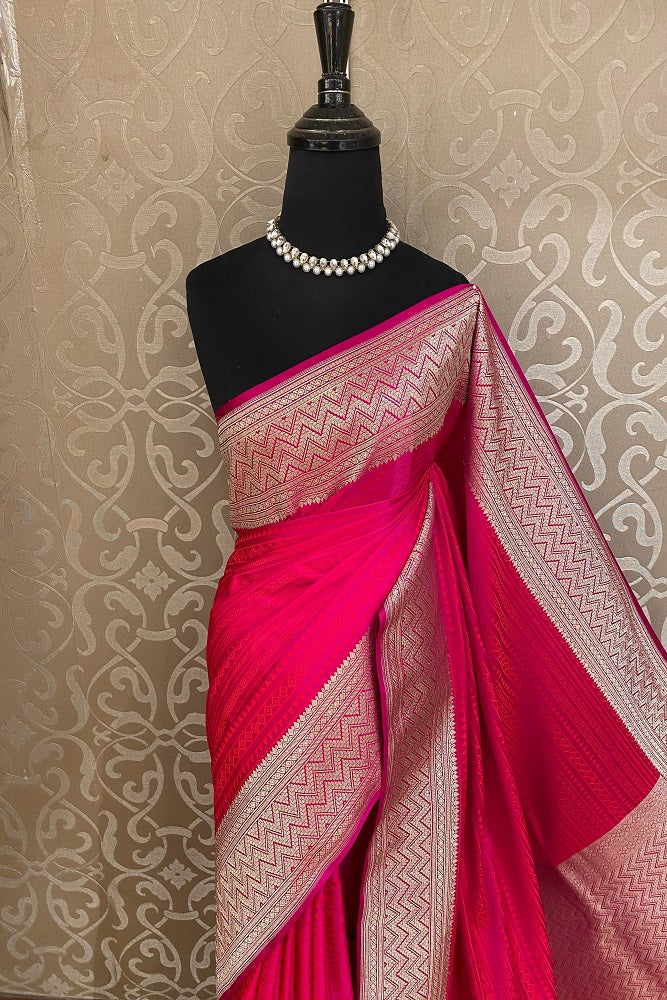 Rani Tanchoi Silk Saree Self Weaving With Unstiched Blouse