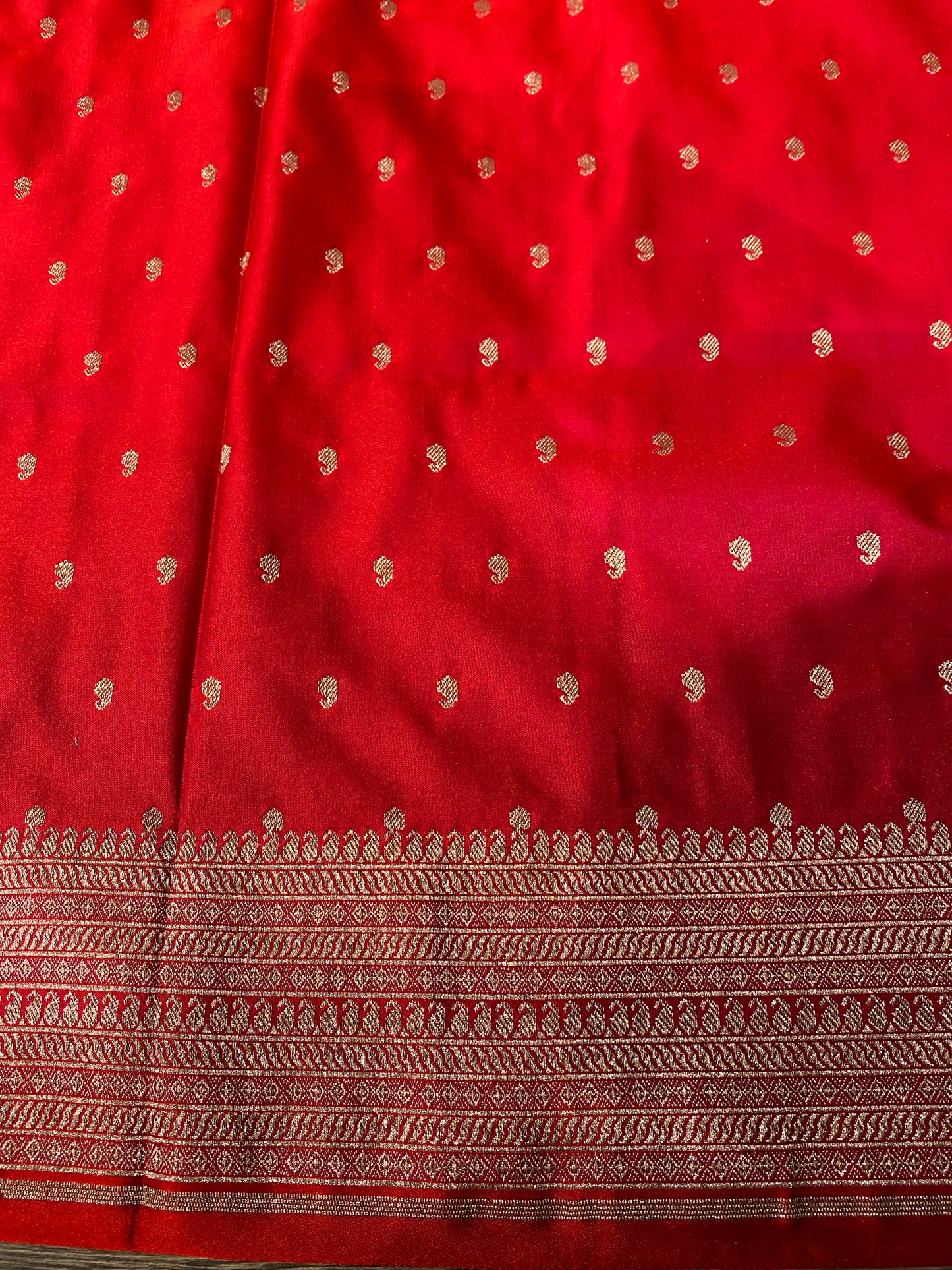 Red Semi Mashru Katan Silk Saree, With Unstiched Blouse