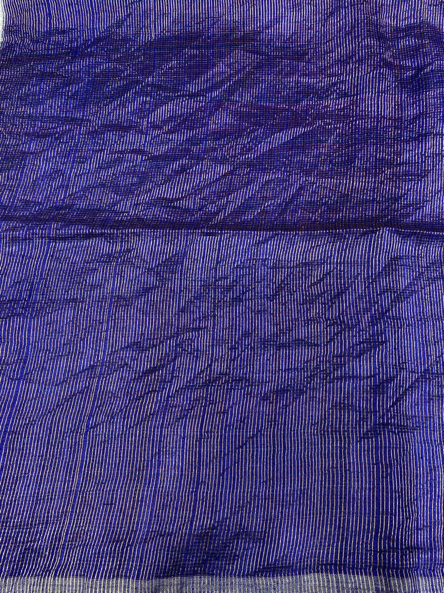 Blue Handloom Silk Saree, With Unstiched Blouse