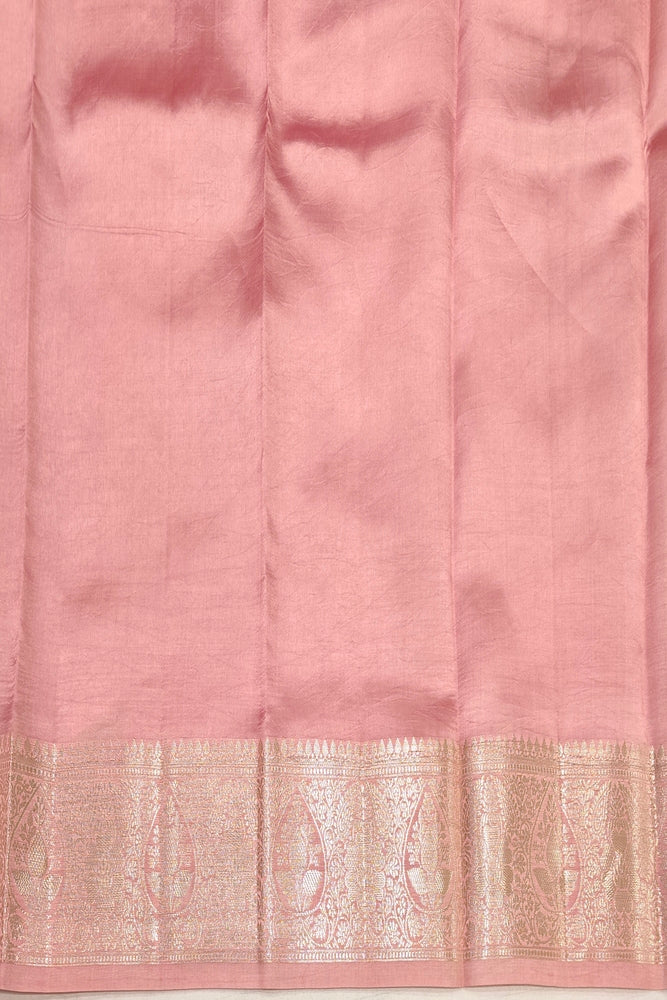 Pink Chiniya Silk Saree Hand Woven Butas, With Unstiched Blouse