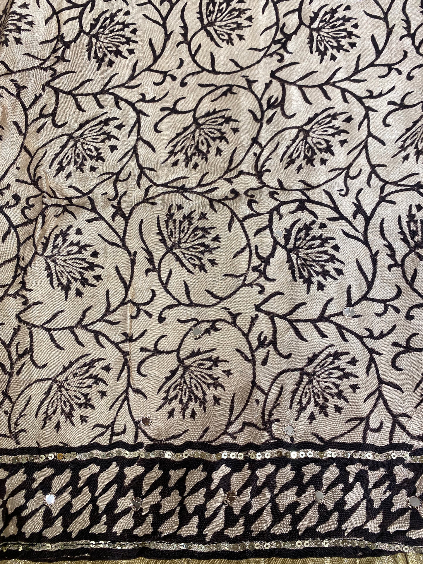 Off-White Pure Modal Silk Ajrakh Printed Saree With Unstiched Blouse