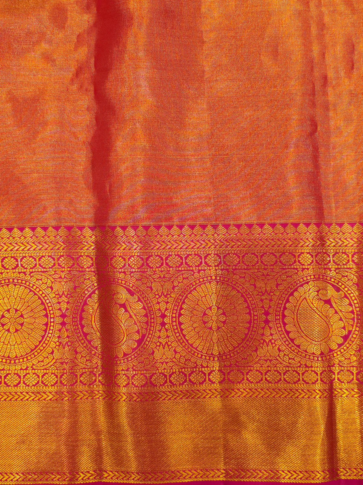 Golden Pure Kanjeevaram Silk Saree, With Unstiched Blouse