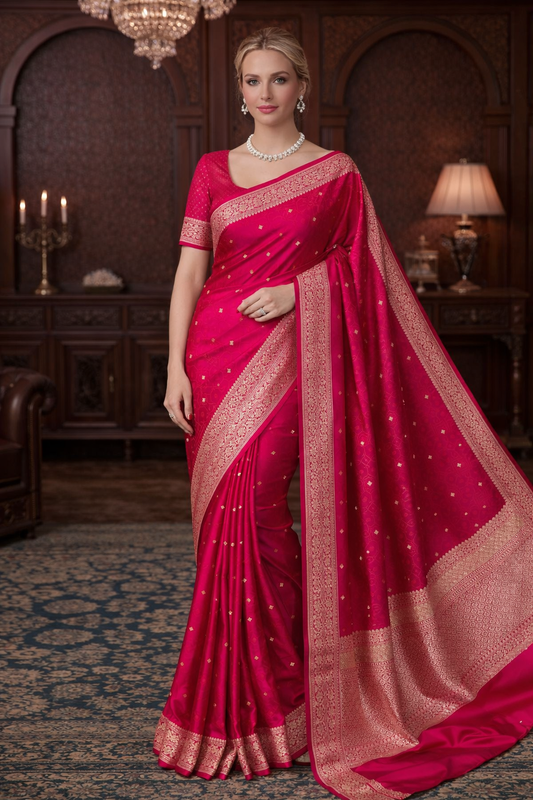 Rani Tanchoi Silk Saree Self Weaving With Unstiched Blouse