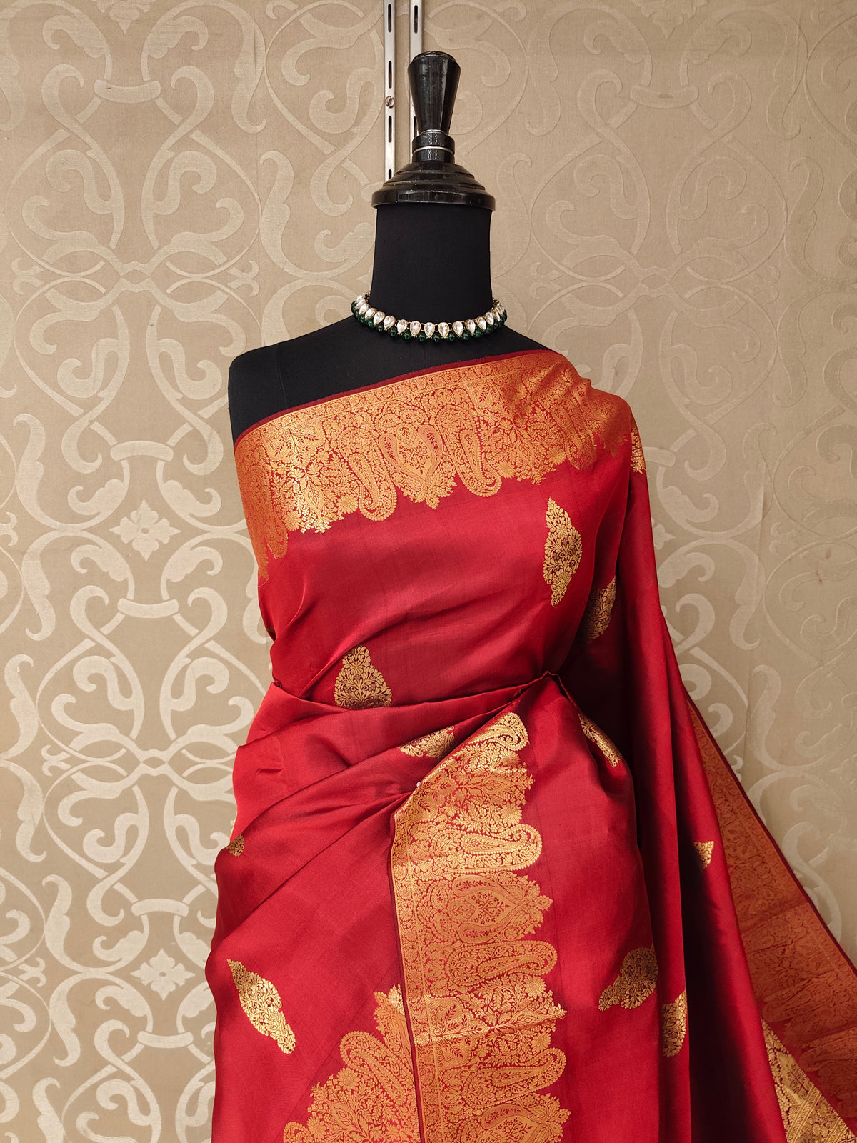 Maroon Pure Kanjeevaram Silk Saree, With Unstiched Blouse