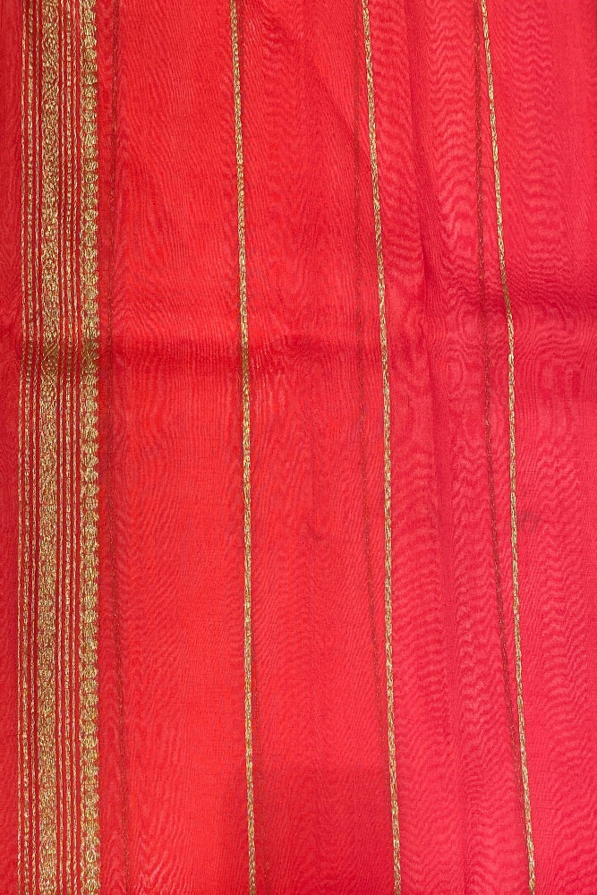 Mustard Yellow Kora Banarasi Silk Saree, With Unstiched Blouse