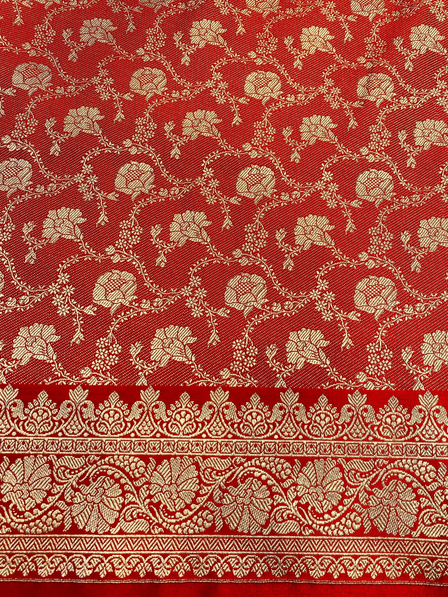 Cherry Red Semi Mashru Katan Silk Saree, With Unstiched Blouse