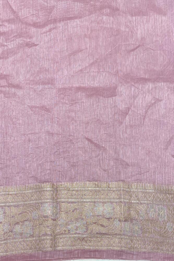 Light Purple Linen Banarasi Saree With Unstiched Blouse