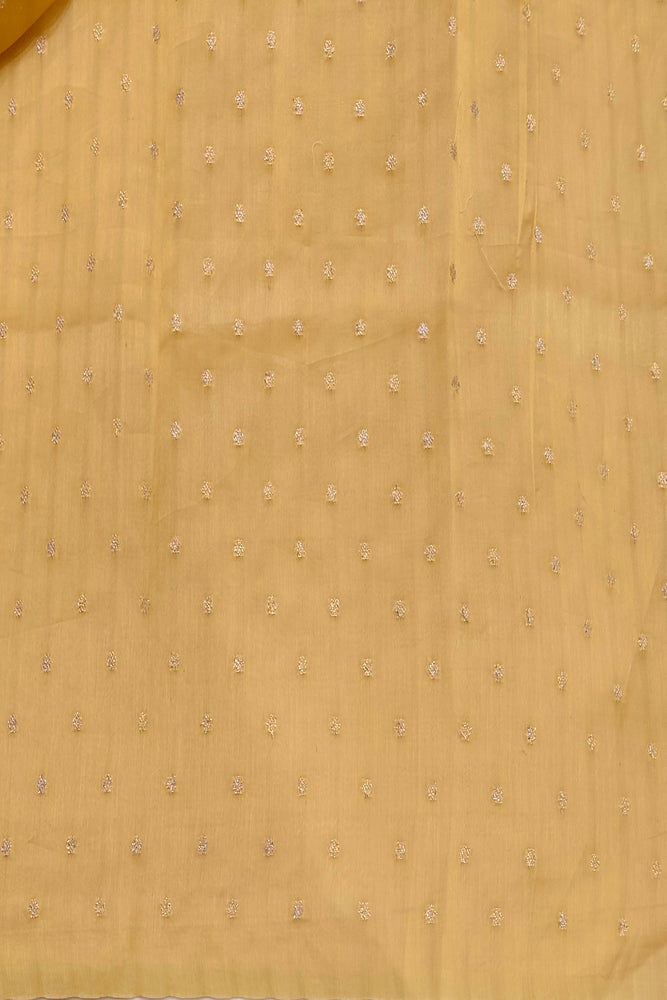 Yellow Organza Saree With Appliqué Work, With Two Unstitched Blouse
