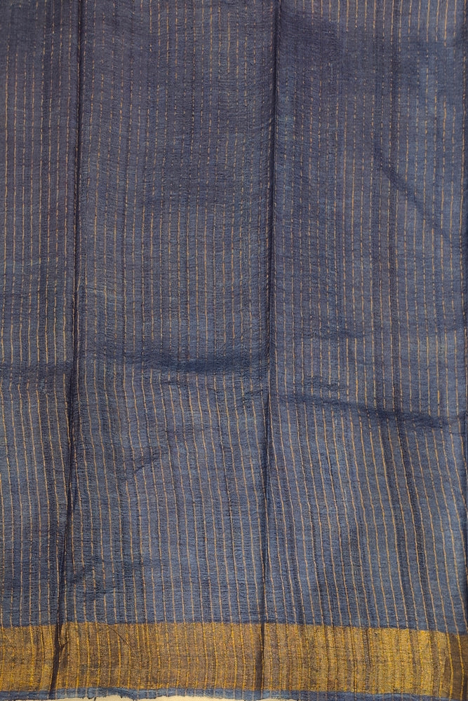Grey Tussar Kalamkari Printed Work Saree, With Unstiched Blouse