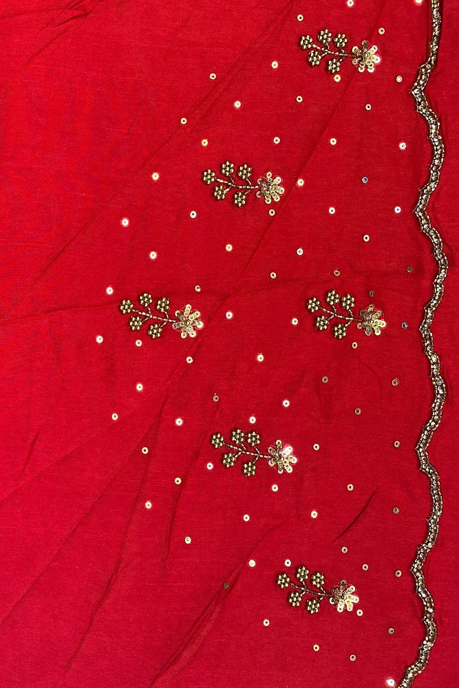 Yellow Tissue Silk Embroidery Saree, With Unstiched Blouse