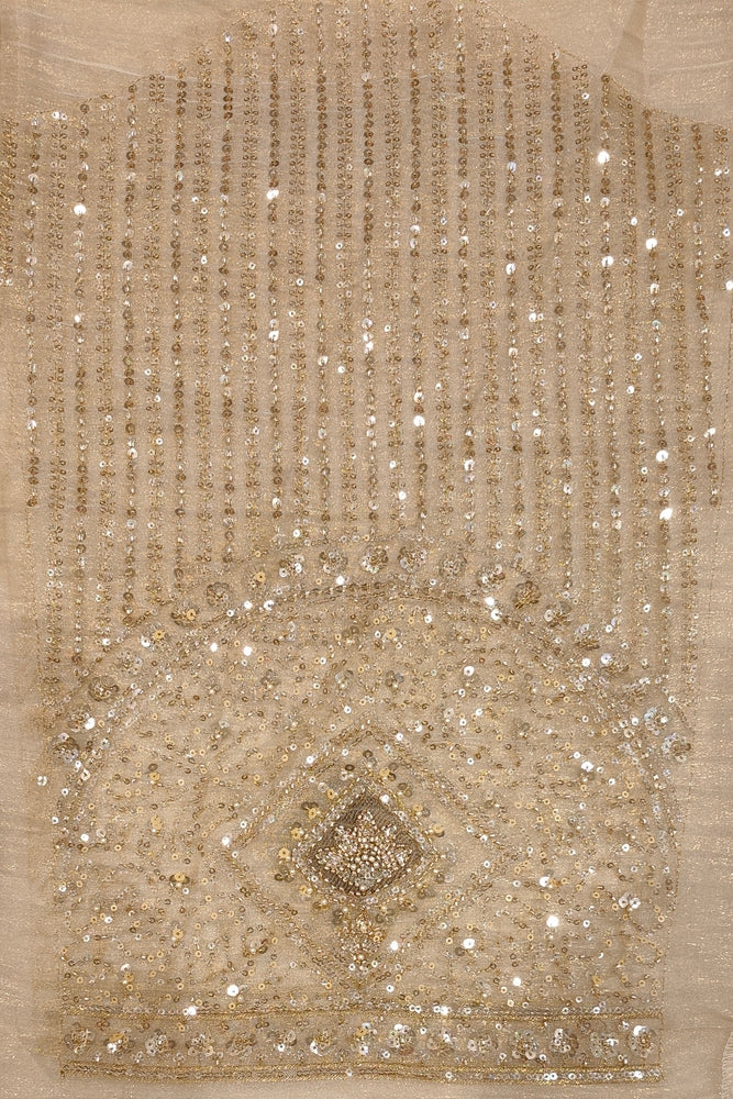 Off-White Soft Tissue Organza Silk Embroidery Saree, With Unstiched Blouse