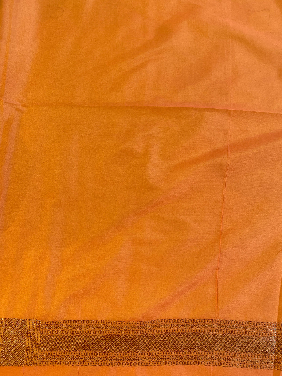 Peach Semi Katan Brocade Silk Saree, With Unstiched Blouse